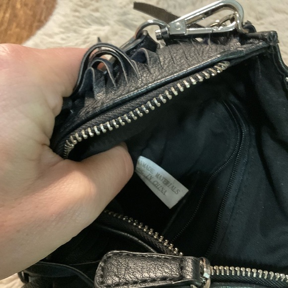 Expressions NYC Fringe Crossbody Black Chain Edge Vegan Black Western Concert - Picture 9 of 10